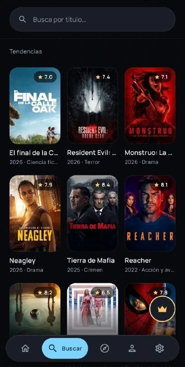 Buscador de películas y series de HoviePlay con títulos en tendencia